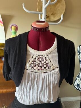 Women's Black Cropped Cardigan